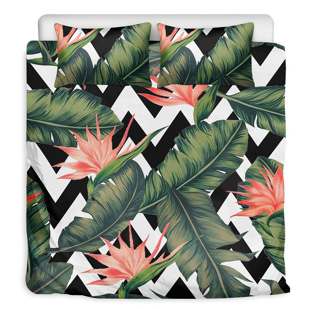 Zig Zag Tropical Pattern Print Duvet Cover Bedding Set