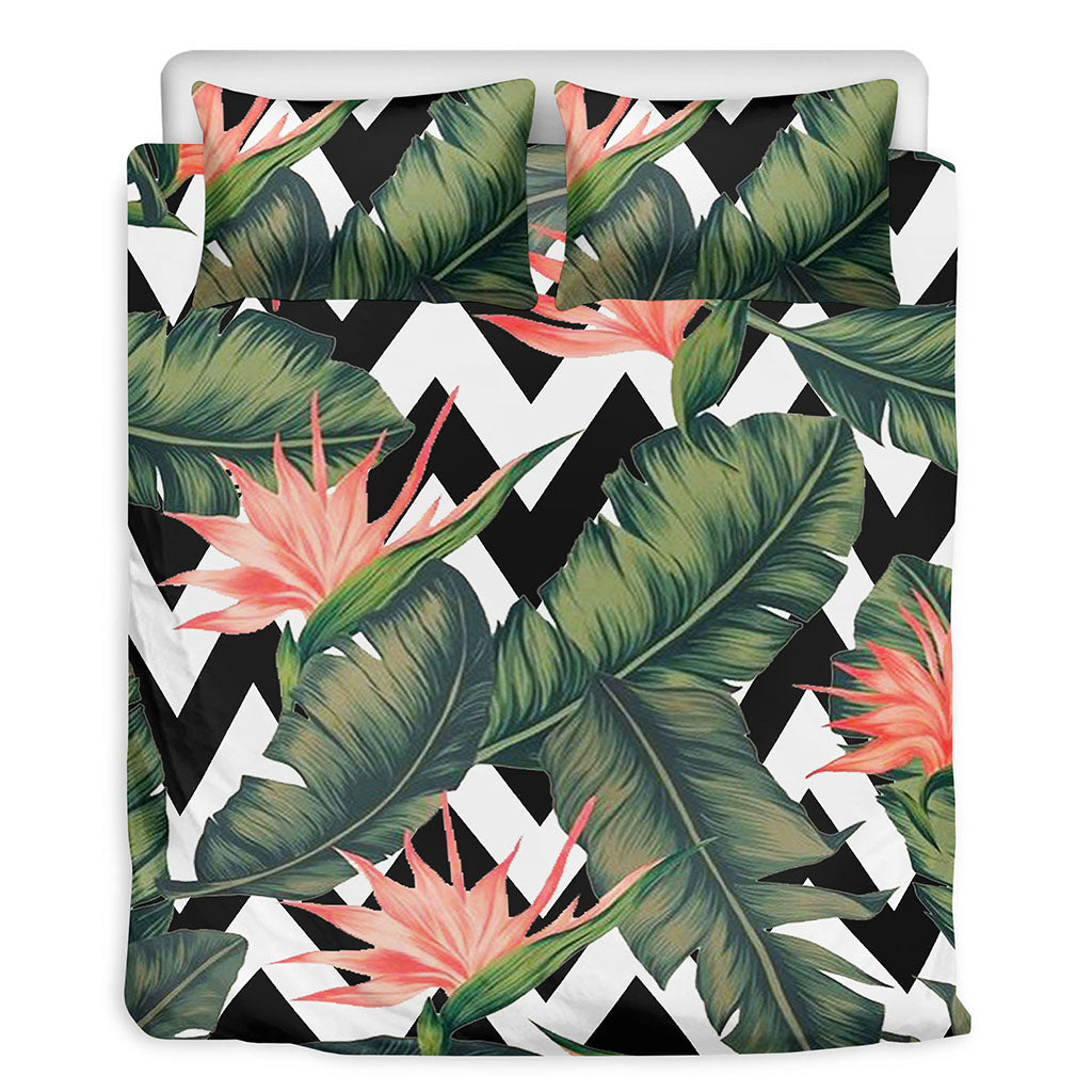 Zig Zag Tropical Pattern Print Duvet Cover Bedding Set