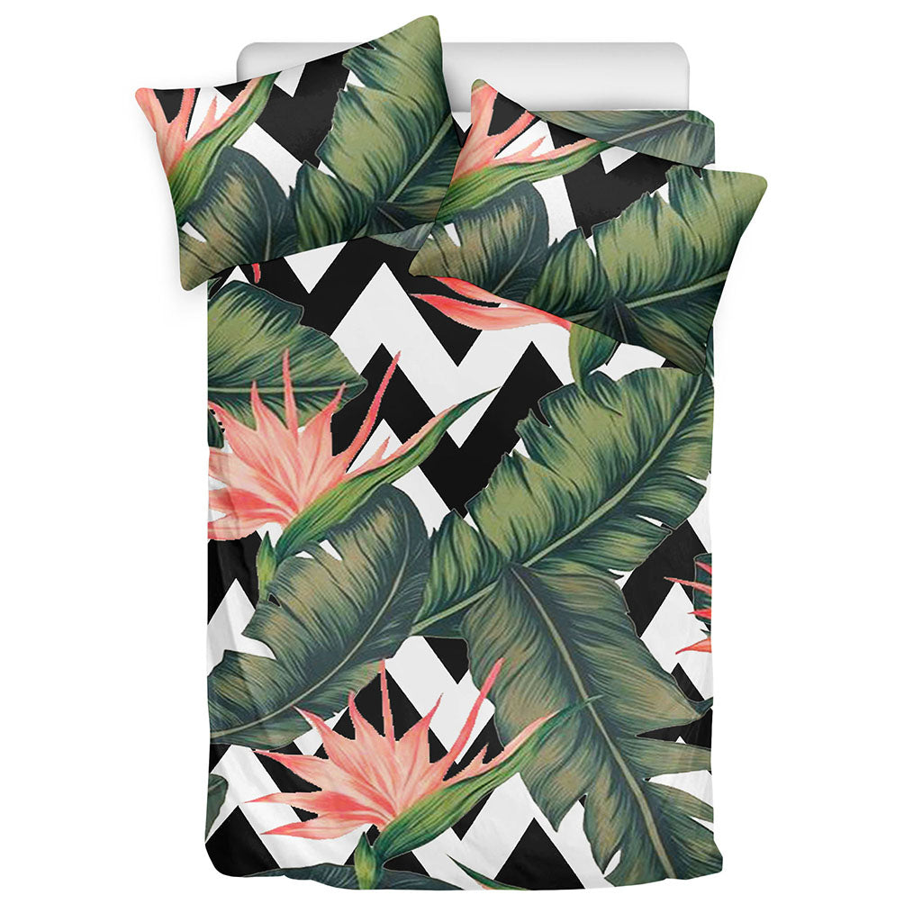 Zig Zag Tropical Pattern Print Duvet Cover Bedding Set
