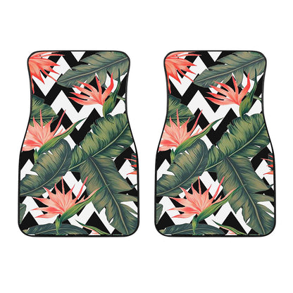 Zig Zag Tropical Pattern Print Front Car Floor Mats