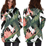 Zig Zag Tropical Pattern Print Hoodie Dress GearFrost