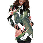 Zig Zag Tropical Pattern Print Hoodie Dress GearFrost