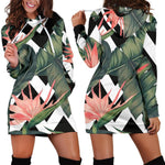 Zig Zag Tropical Pattern Print Hoodie Dress GearFrost