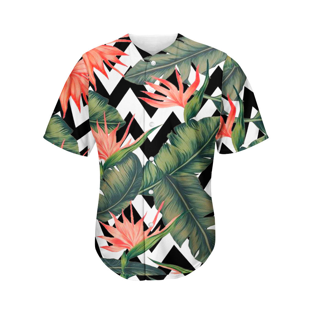 Zig Zag Tropical Pattern Print Men's Baseball Jersey