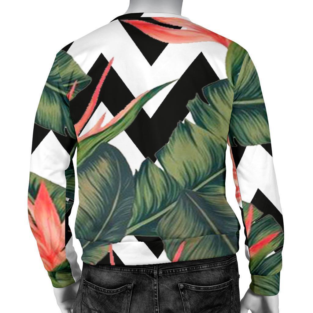 Zig Zag Tropical Pattern Print Men's Crewneck Sweatshirt GearFrost
