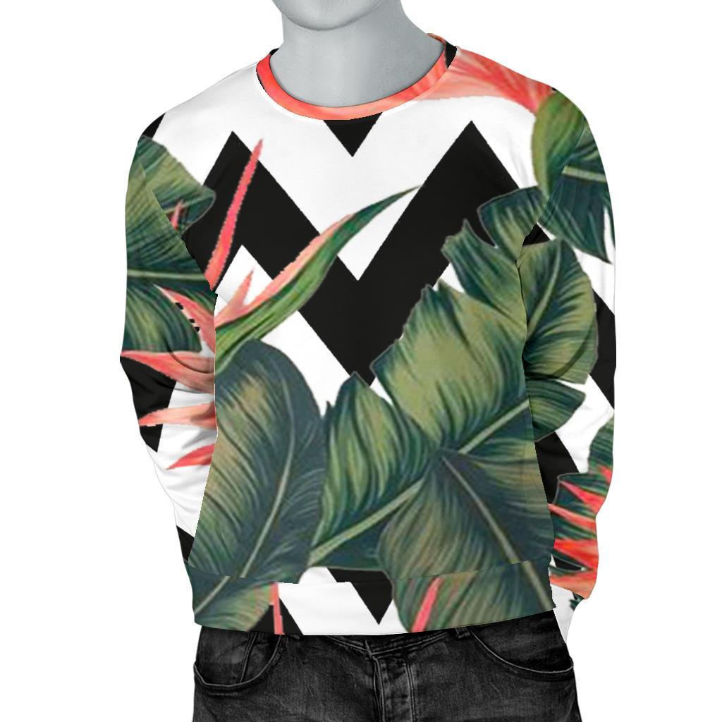 Zig Zag Tropical Pattern Print Men's Crewneck Sweatshirt GearFrost