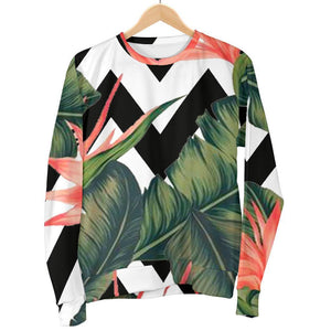 Zig Zag Tropical Pattern Print Men's Crewneck Sweatshirt GearFrost