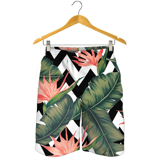 Zig Zag Tropical Pattern Print Men's Shorts