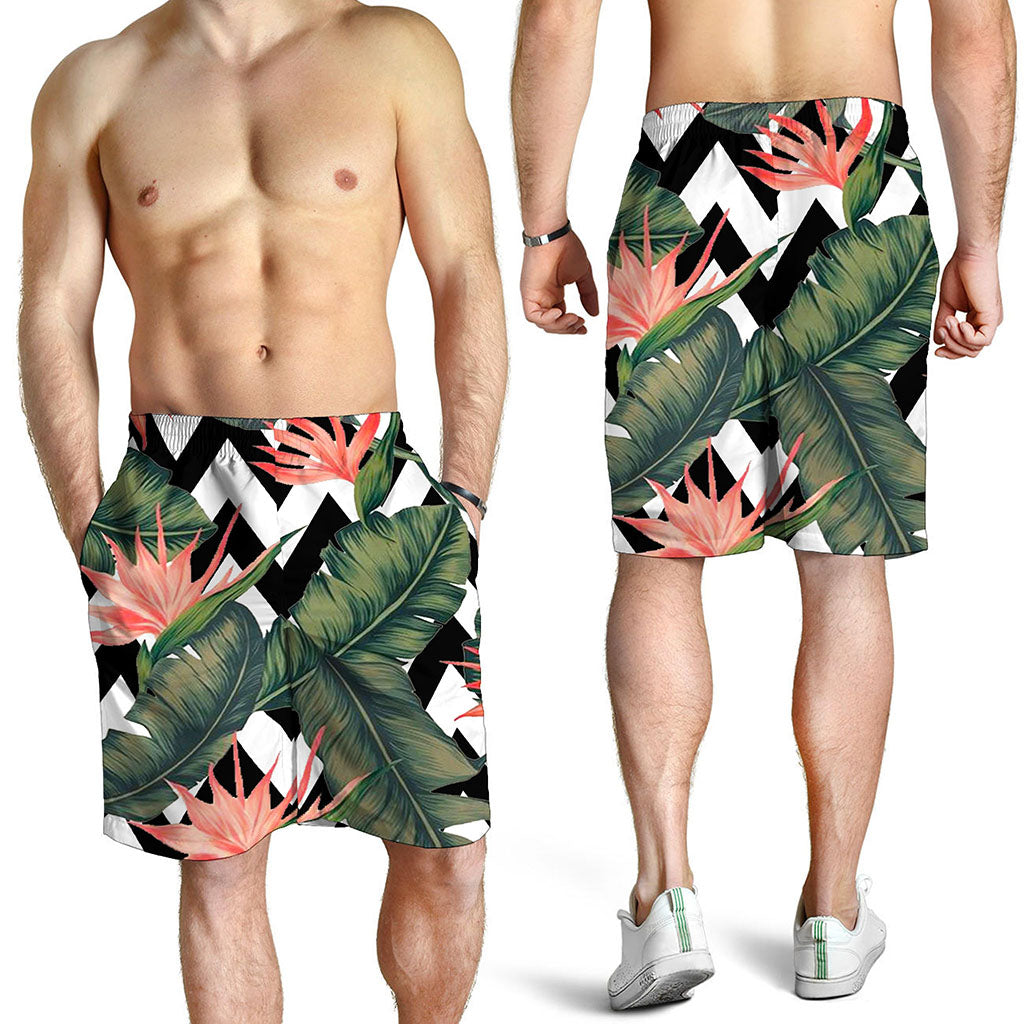 Zig Zag Tropical Pattern Print Men's Shorts