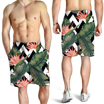 Zig Zag Tropical Pattern Print Men's Shorts