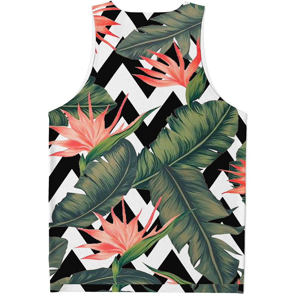 Zig Zag Tropical Pattern Print Men's Tank Top