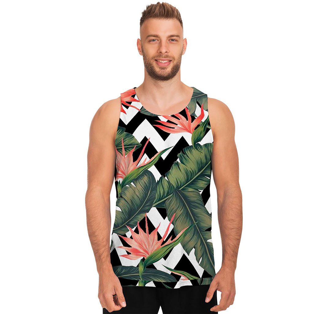 Zig Zag Tropical Pattern Print Men's Tank Top