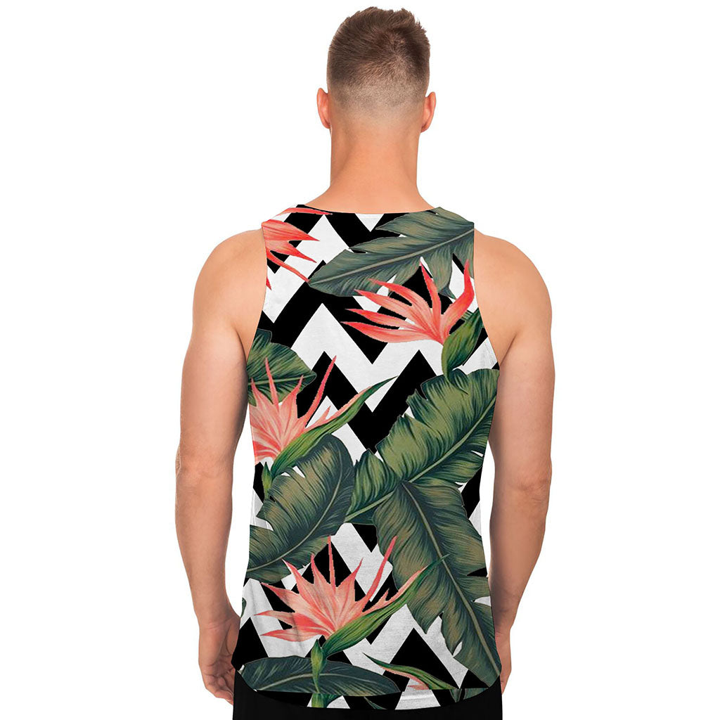 Zig Zag Tropical Pattern Print Men's Tank Top