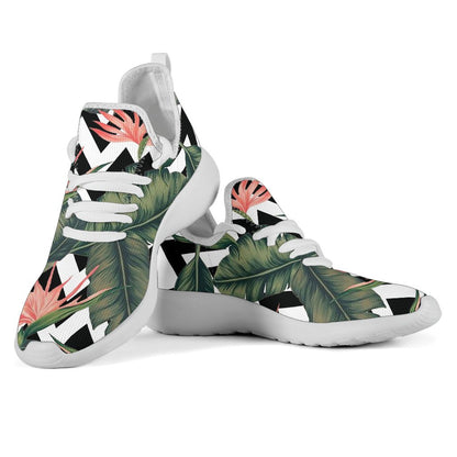 Zig Zag Tropical Pattern Print Mesh Knit Shoes GearFrost