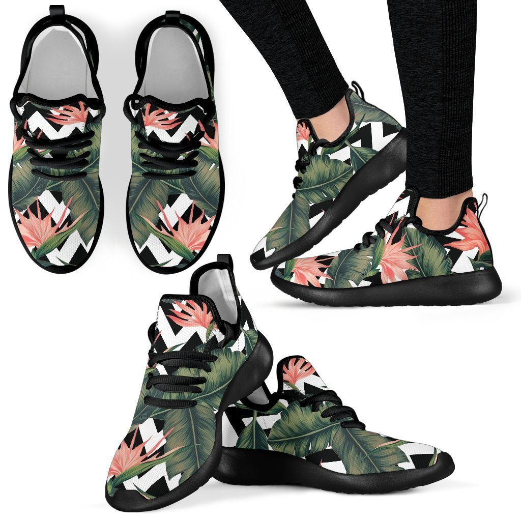 Zig Zag Tropical Pattern Print Mesh Knit Shoes GearFrost