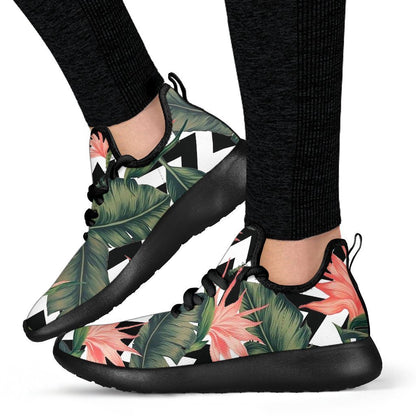 Zig Zag Tropical Pattern Print Mesh Knit Shoes GearFrost