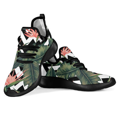 Zig Zag Tropical Pattern Print Mesh Knit Shoes GearFrost