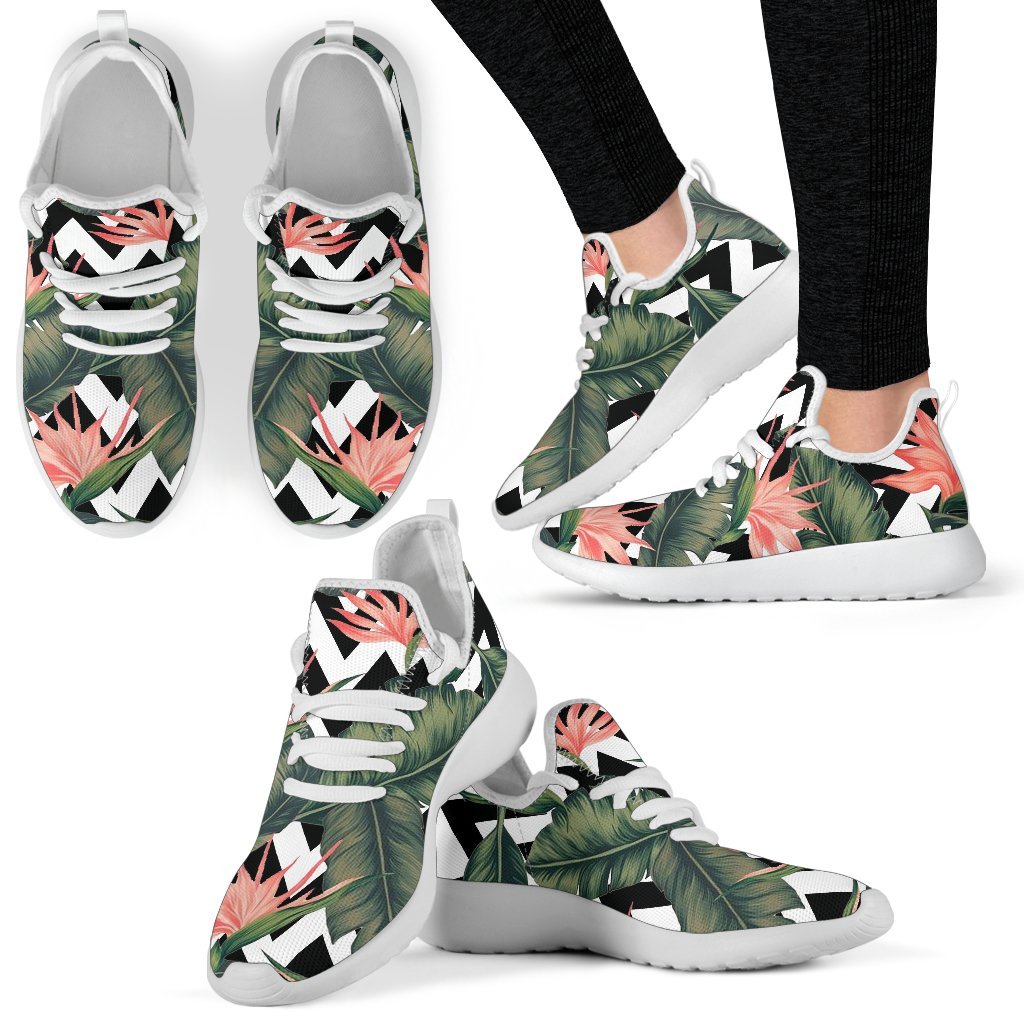 Zig Zag Tropical Pattern Print Mesh Knit Shoes GearFrost
