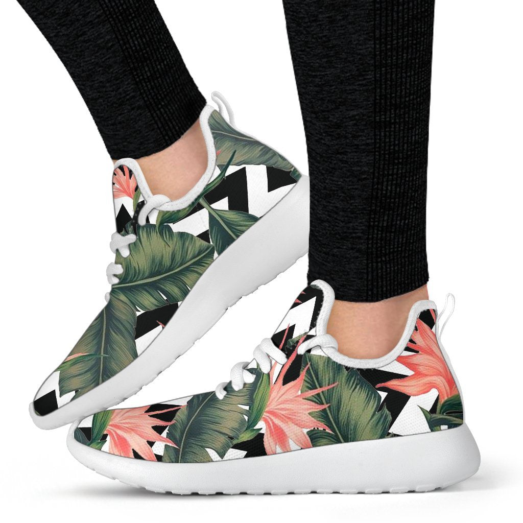 Zig Zag Tropical Pattern Print Mesh Knit Shoes GearFrost
