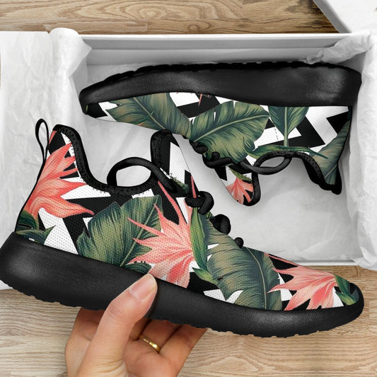 Zig Zag Tropical Pattern Print Mesh Knit Shoes GearFrost