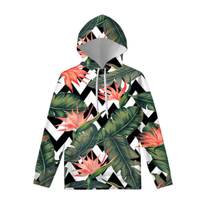 Zig Zag Tropical Pattern Print Pullover Hoodie