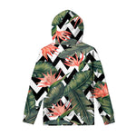 Zig Zag Tropical Pattern Print Pullover Hoodie