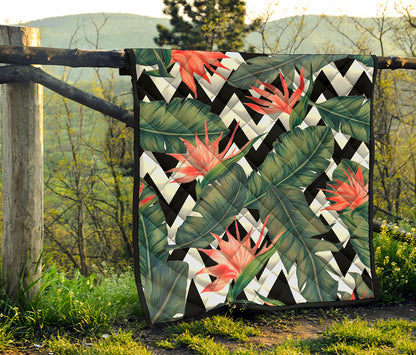 Zig Zag Tropical Pattern Print Quilt