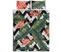 Zig Zag Tropical Pattern Print Quilt Bed Set
