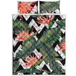 Zig Zag Tropical Pattern Print Quilt Bed Set