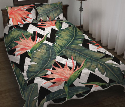 Zig Zag Tropical Pattern Print Quilt Bed Set
