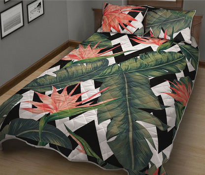 Zig Zag Tropical Pattern Print Quilt Bed Set