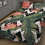 Zig Zag Tropical Pattern Print Quilt Bed Set