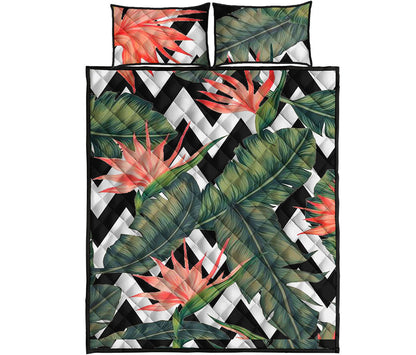 Zig Zag Tropical Pattern Print Quilt Bed Set