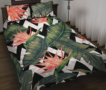 Zig Zag Tropical Pattern Print Quilt Bed Set