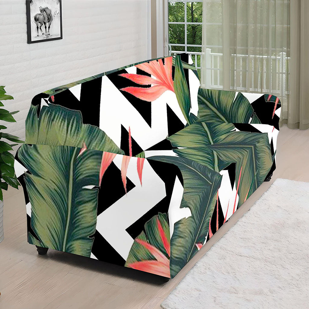Zig Zag Tropical Pattern Print Sofa Cover