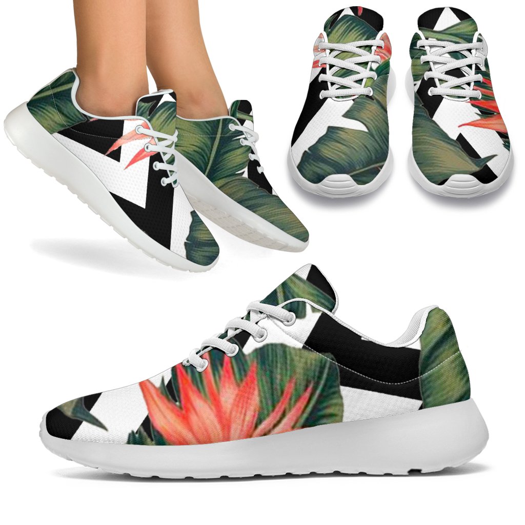 Zig Zag Tropical Pattern Print Sport Shoes GearFrost