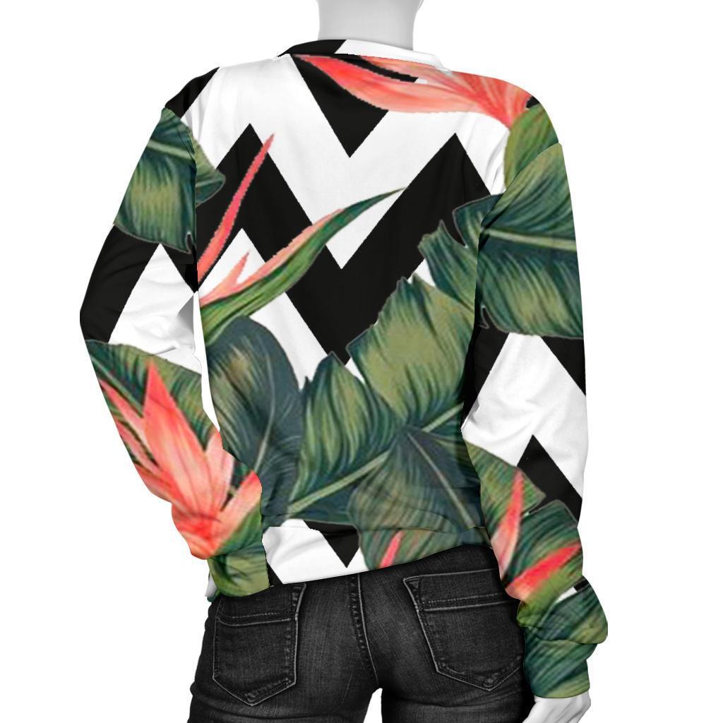Zig Zag Tropical Pattern Print Women's Crewneck Sweatshirt GearFrost