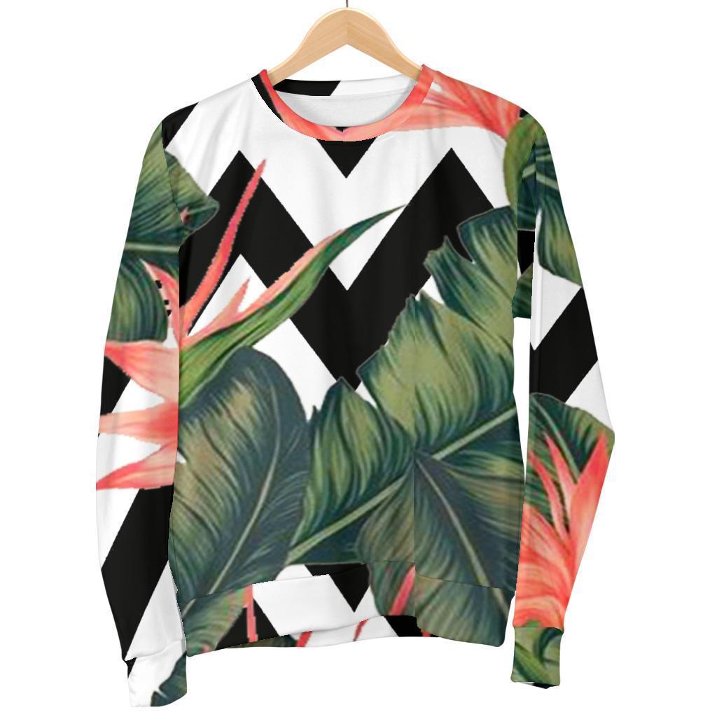 Zig Zag Tropical Pattern Print Women's Crewneck Sweatshirt GearFrost