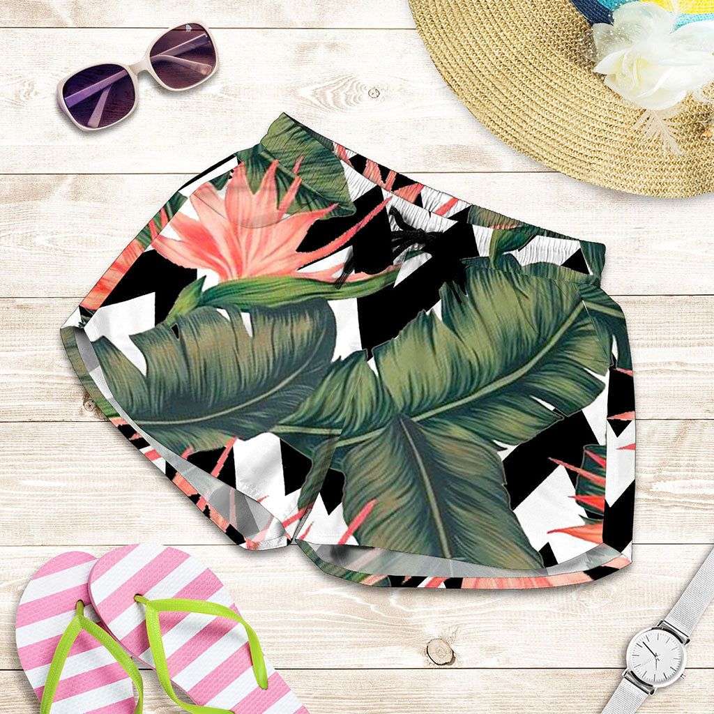 Zig Zag Tropical Pattern Print Women's Shorts