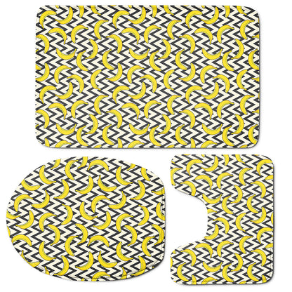 Zigzag Banana Pattern Print 3 Piece Bath Mat Set