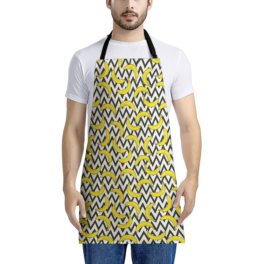 Zigzag Banana Pattern Print Apron