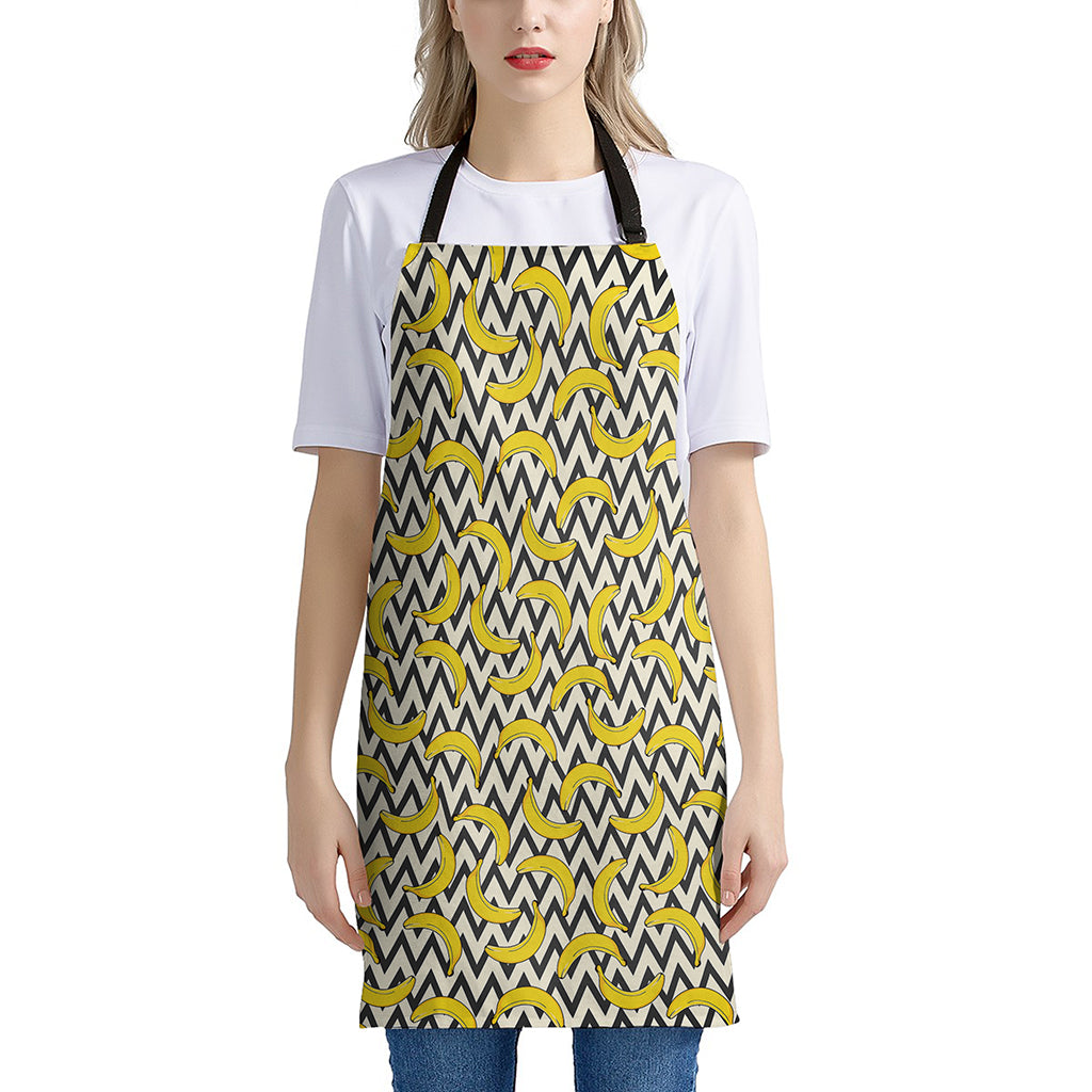 Zigzag Banana Pattern Print Apron