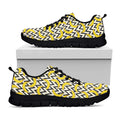 Zigzag Banana Pattern Print Black Running Shoes