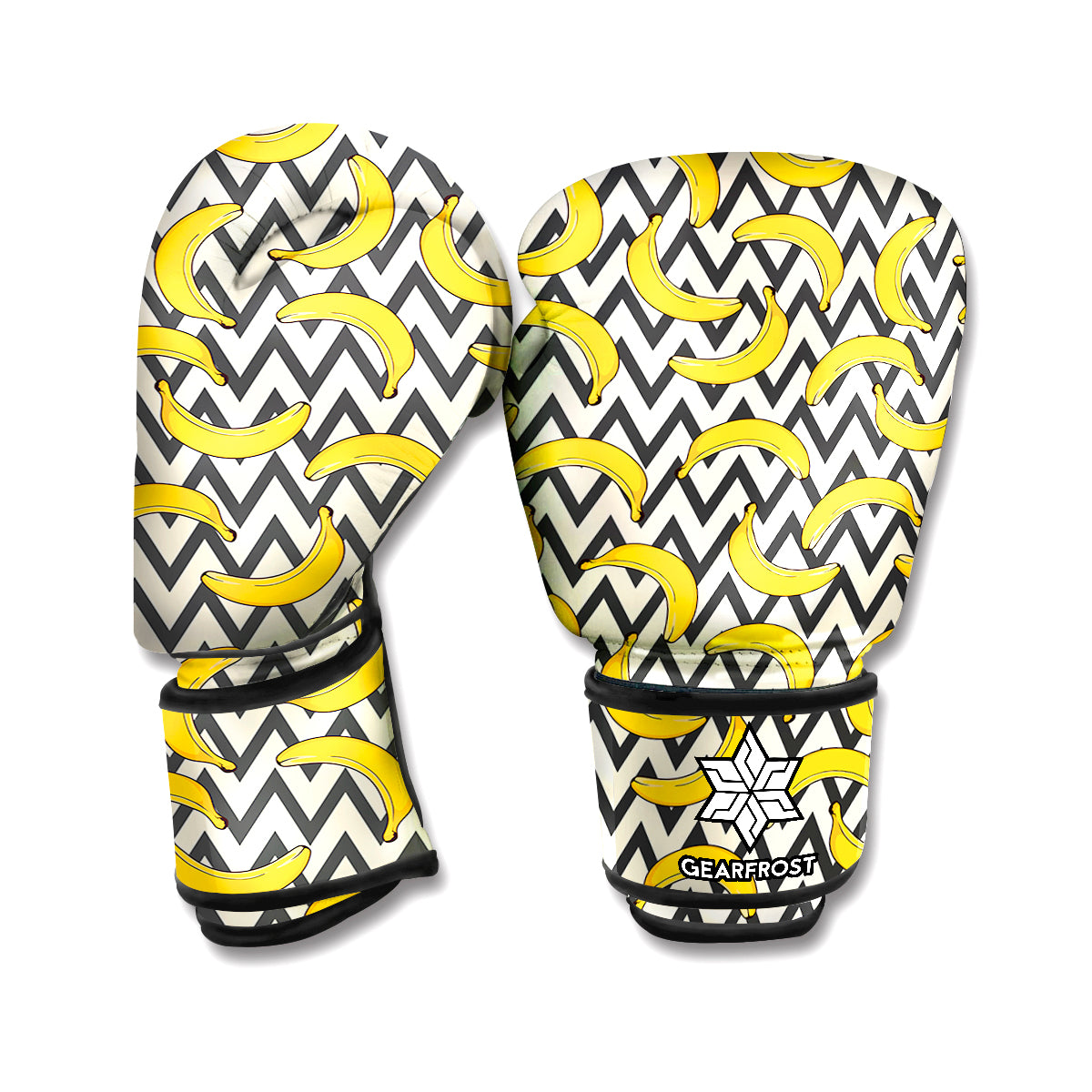 Zigzag Banana Pattern Print Boxing Gloves