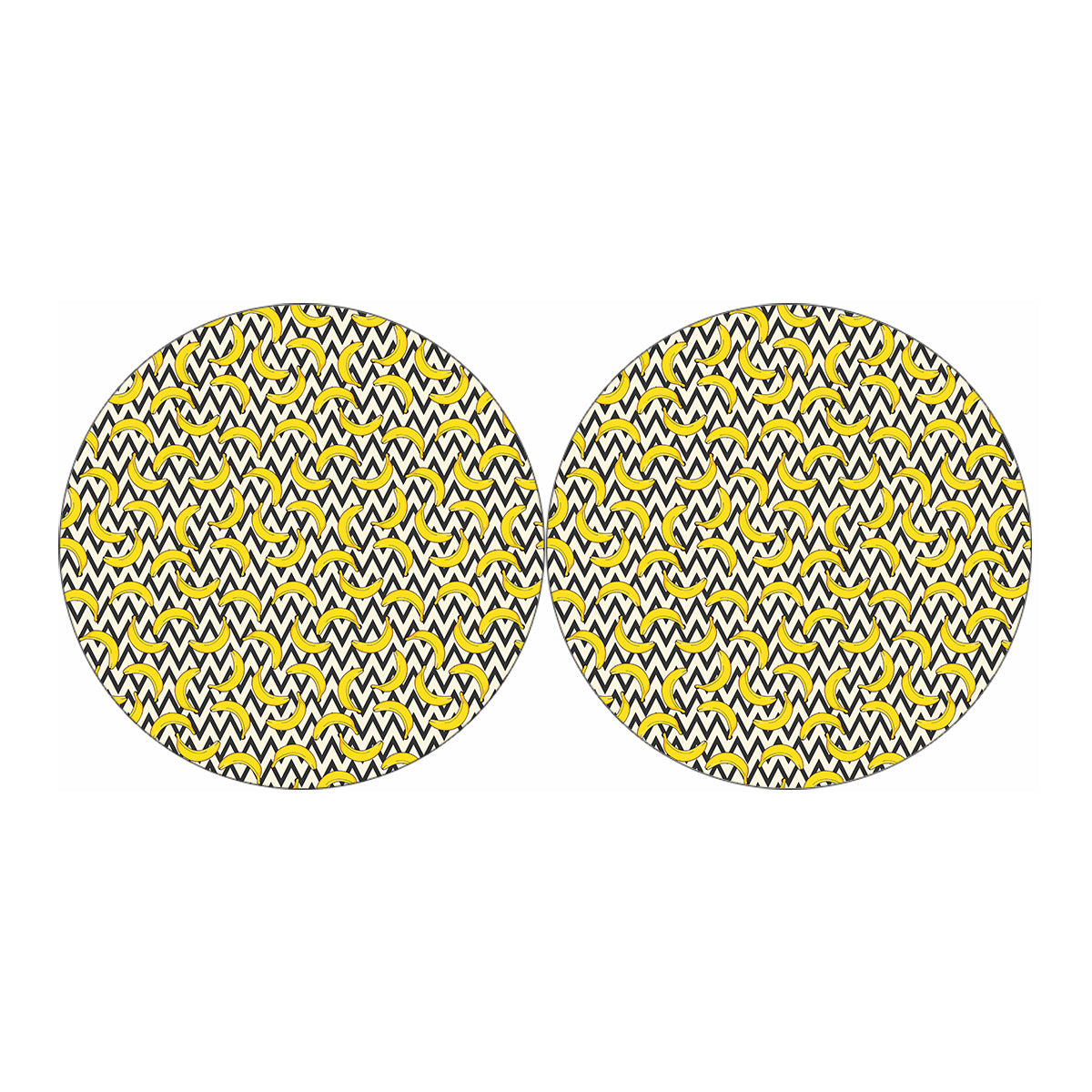 Zigzag Banana Pattern Print Car Coasters