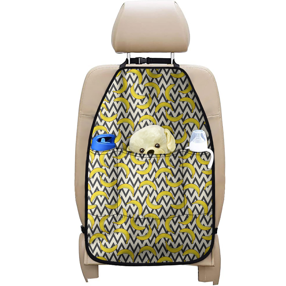 Zigzag Banana Pattern Print Car Seat Organizers