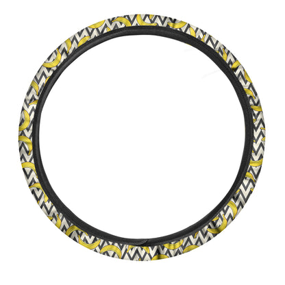 Zigzag Banana Pattern Print Car Steering Wheel Cover