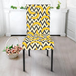 Zigzag Banana Pattern Print Dining Chair Slipcover
