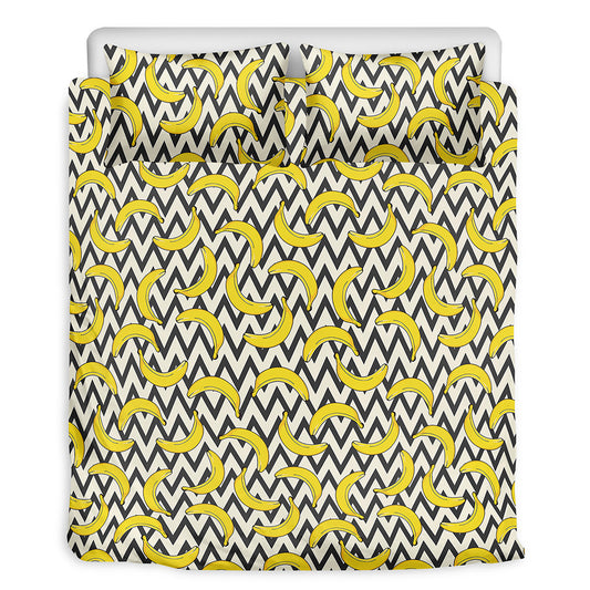 Zigzag Banana Pattern Print Duvet Cover Bedding Set