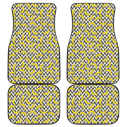 Zigzag Banana Pattern Print Front and Back Car Floor Mats